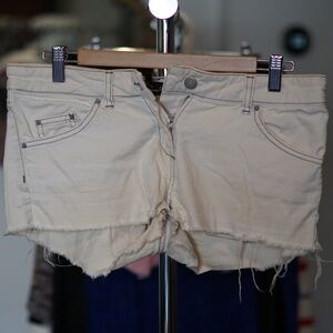 Isabel Marant Etoile White Contrast Stitch Denim Cut-Off Shorts Size US 2